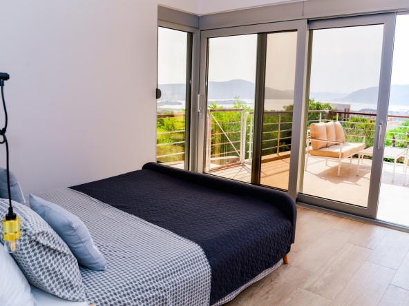 Tivat Heights Residence, Montenegro - Master bedroom and panoramic terrace sea view Tivat Bay